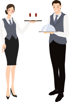 professional waiter and waitress flat style collection png