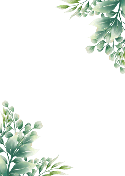 Green watercolor leaves png