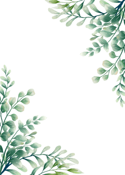 Green watercolor leaves png