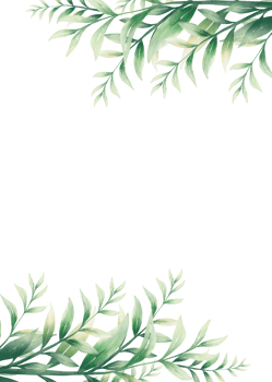 Green watercolor leaves png