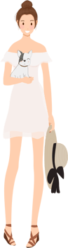 beautiful women holding french bulldog puppy character png
