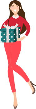 Happy shopaholic girl shopping for christmas collection eps10 vectors illustration png