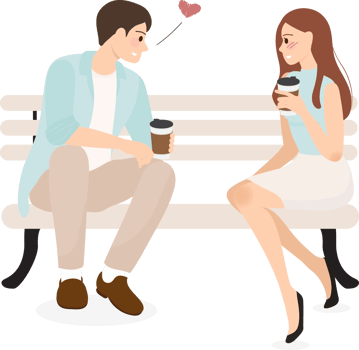 young couple confession while having coffee wedding or valentines day concept png