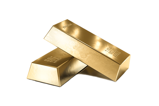 two gold bars, financial and reserve of value concept on transparent background. 3d render png
