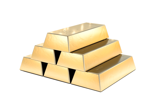 Stack of gold bars, financial and reserve of value concept on transparent background. 3d render png