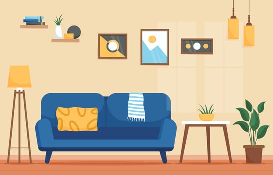 Retro Interior of Family Room vector