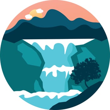 Landscape with mountains and waterfall vector