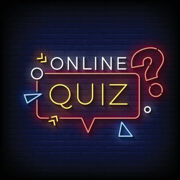 Neon Sign online quiz with Brick Wall Background vector