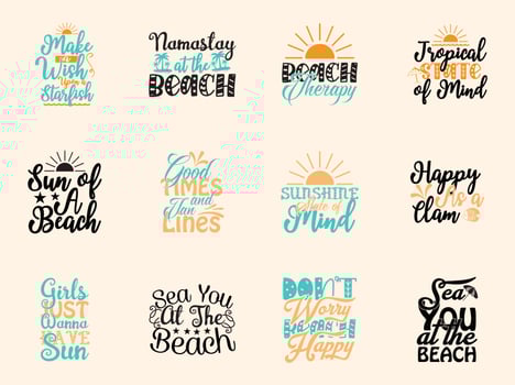 Beach t-shirt design bundle vector