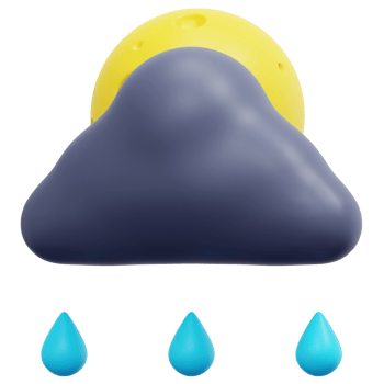 rainy night 3d render icon illustration png