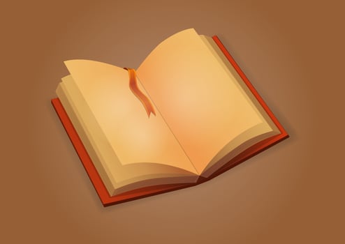 An open hardcover book with blank pages with clipping path. vector