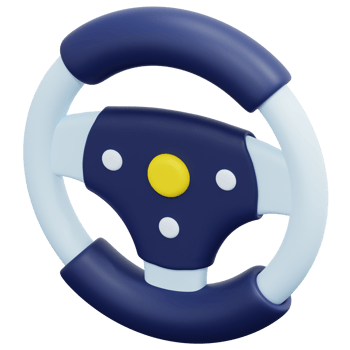 steering wheel 3d render icon illustration png