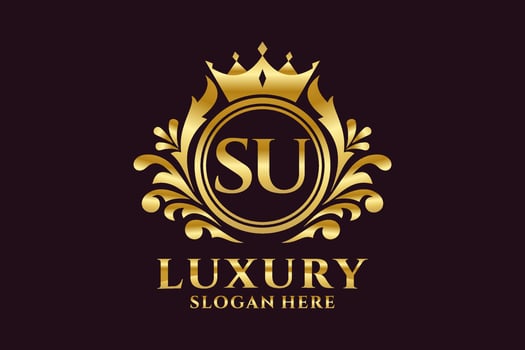 Initial SU Letter Royal Luxury Logo template in vector art for luxurious branding projects and other vector illustration.