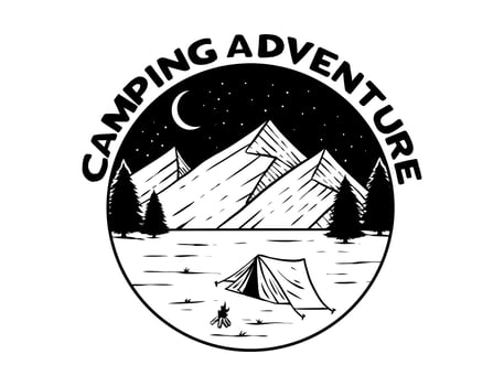 Summer camp adventure art, vector image