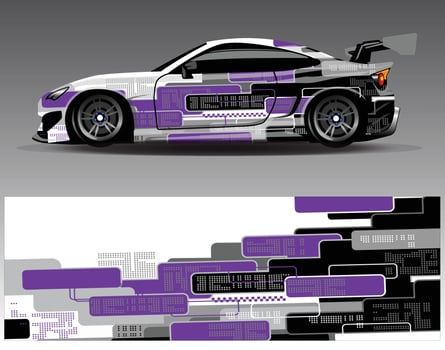 Car wrap design vector. Graphic abstract stripe racing background kit designs for wrap vehicle  race car  rally  adventure and livery vector