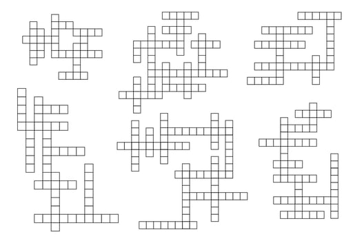 Crossword game grid, text puzzle template vector