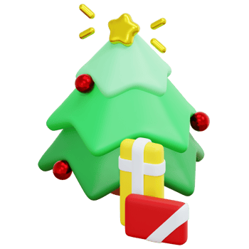 christmas tree 3d render icon illustration png