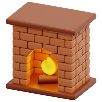 fireplace 3d render icon illustration png