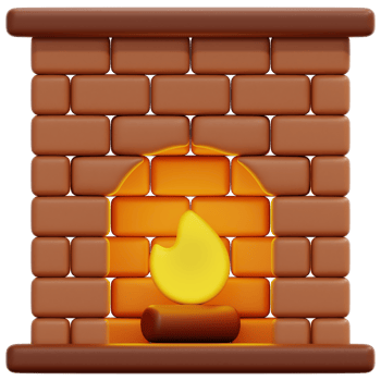 fireplace 3d render icon illustration png
