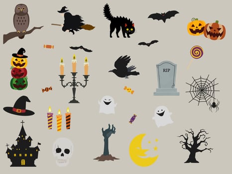 Set of Halloween Elements vector
