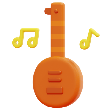 sitar 3d render icon illustration png
