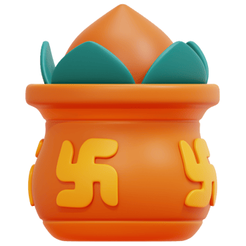 kumbh kalash 3d render icon illustration png