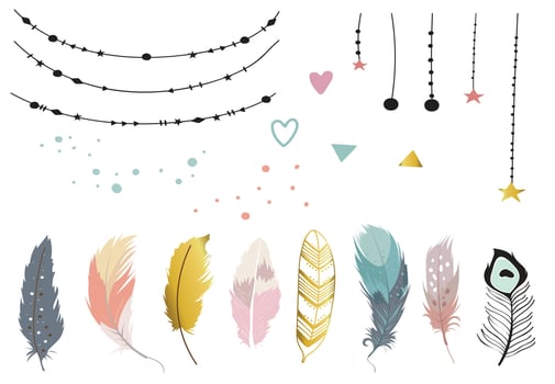 cute feather object illustration vector