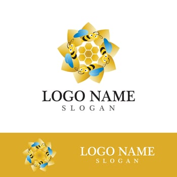 Bee logo vector icon illustration