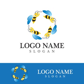 Bee logo vector icon illustration