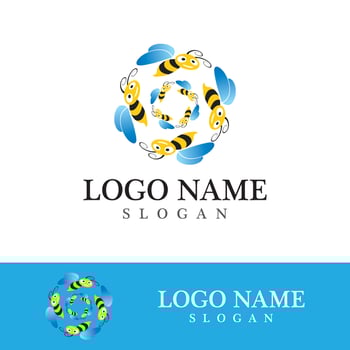 Bee logo vector icon illustration