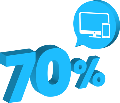 70 percent discount number blue 3d style with gadget product icon png