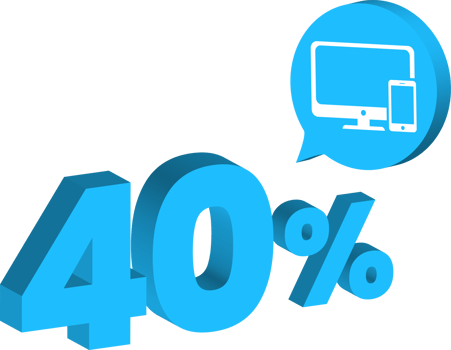 40 percent discount number blue 3d style with gadget product icon png