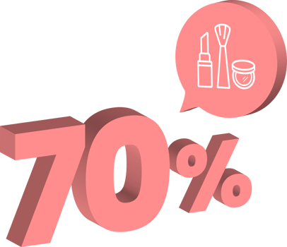 70 percent discount number pink cream color 3d style with cosmetic skin care product icon png