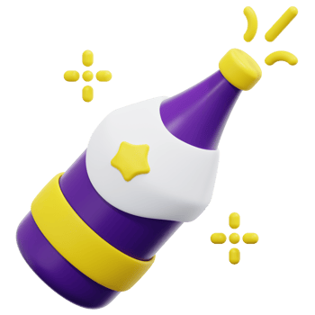 champagne 3d render icon illustration png