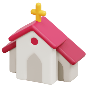 church 3d render icon illustration png