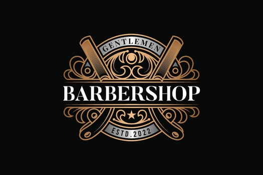 Barbershop Gentlemen Gold Vintage Logo Template vector