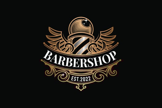 Barbershop Gold Template Logo with Wings vector