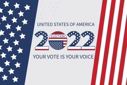 Day of mid-term elections. Vote 2022 USA, banner design. Political election campaign vector