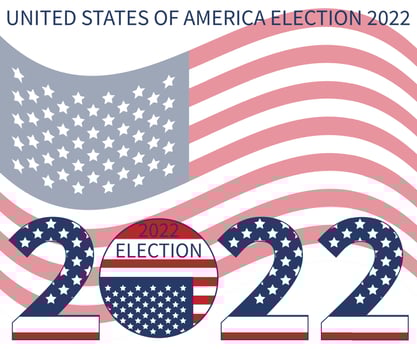 Day of mid-term elections. Vote 2022 USA, banner design. Political election campaign vector