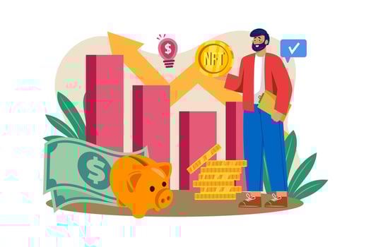 NFT investor Illustration concept on white background vector