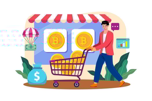 Cryptocurrency Marketplace Illustration concept on white background vector