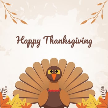 Social media happy thanksgiving greeting poster with turkey vector