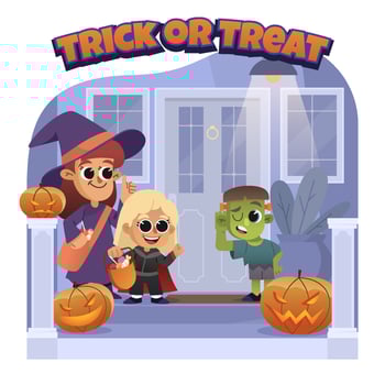 The Children Go Trick Or Treat On Halloween vector