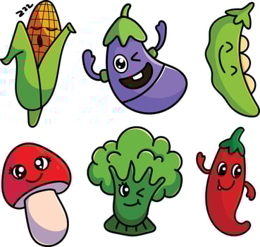 Vegetable Cartoon Mascot Vector Design Flat Cute Smile Expression