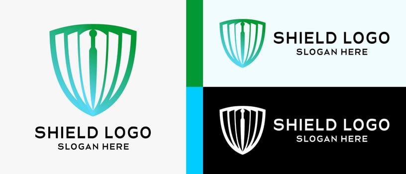 security logo design template with modern creative shield style and sword icon. premium vector logo illustration