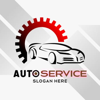 car automotive logo design in creative abstract style with engine gear element. Fast and Speed logo template vector. automotive logo premium illustration vector