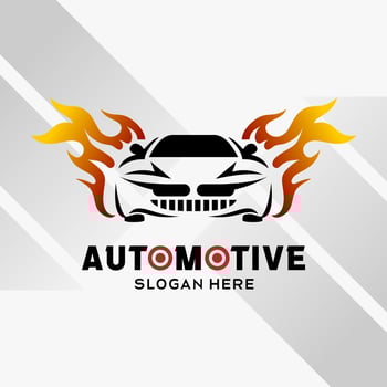 car automotive logo design in creative abstract style with fire element. Fast and Speed logo template vector. automotive logo premium illustration vector