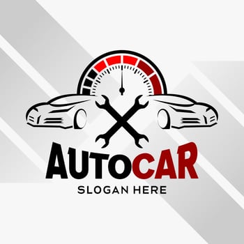 car automotive logo design in creative abstract style with rpm and crossed wrench. Fast and Speed logo template vector. automotive logo premium illustration vector