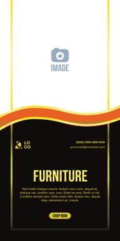 Furniture banner design. Abstract style vertical shape layout for property promotion, gold, luxury. vector