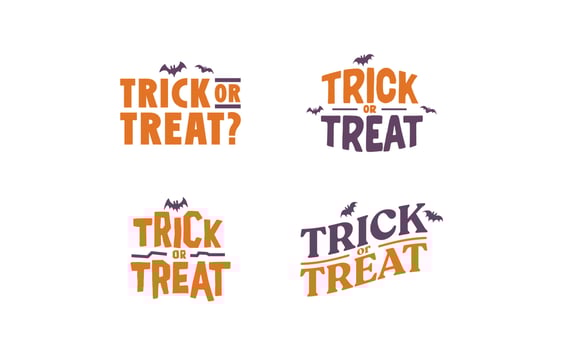 Trick or treat lettering design. Halloween message. vector